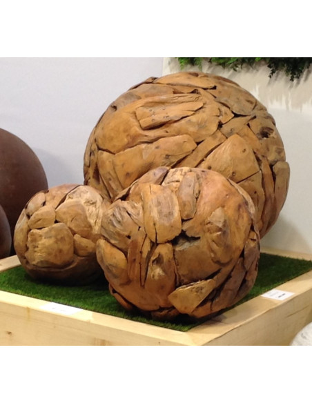 Bola decorativa fusta Teca 40 cm Diam