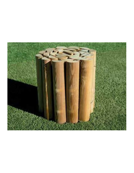 Bordure bois pin 30cm h. x 2 mt long, demi rondins  5cmD