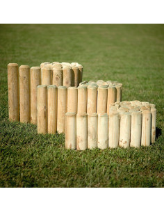 Bordura Pino 40cm Alt. x 2 mt largo, medios palos  5cm Ø 2